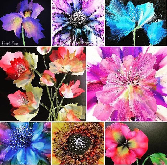 how to paint a flower with alcohol inks