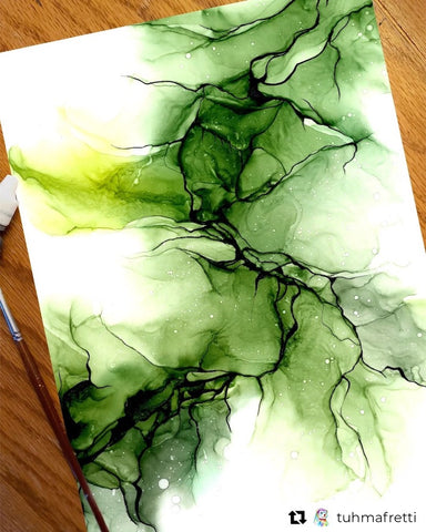 Olive Grove Alcohol Ink Painting