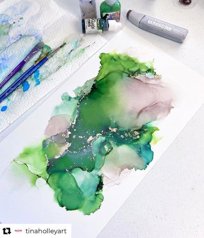 Green Alcohol Ink Painting