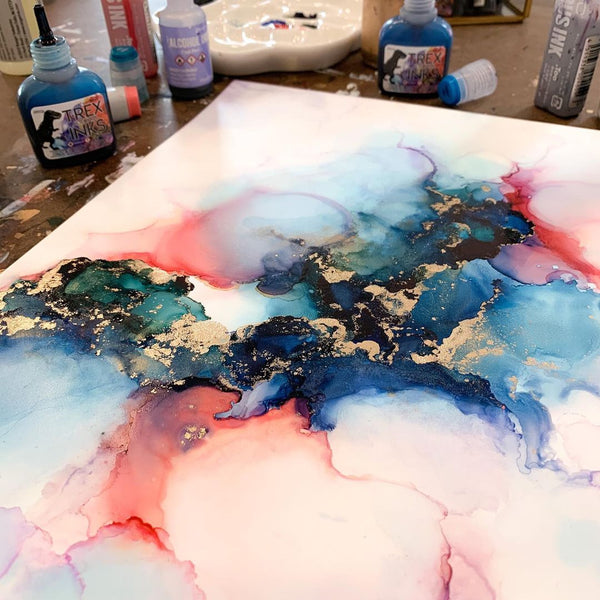 abstract painting with alcohol ink