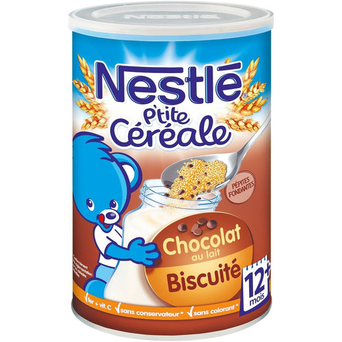 Nestle Ptite cereale en poudre chocolat au lait biscuite des 12mois 400g