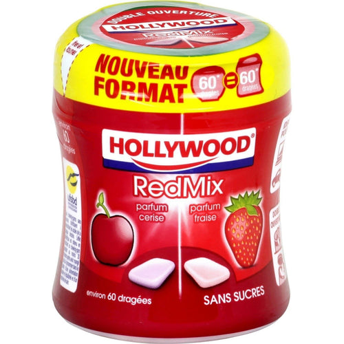 Hollywood Chewing-gum a la fraise et cerise sans sucres boite 87g