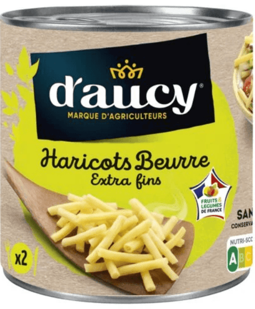 D'AUCY Haricots Beurre extra fins la boite de 220 g net egoutte