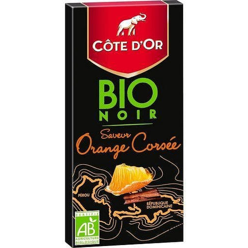 Cote d'Or Tablette de chocolat noir bio saveur orange corsee 90g