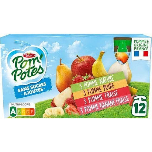 Pom'Potes Gourdes Multivarietes sans sucres ajoutes sans conservateur 12x90g