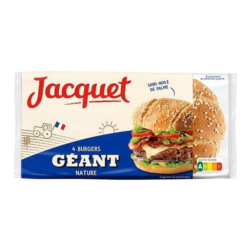 Jacquet Burgers geants nature sans huile de palme x4 330g