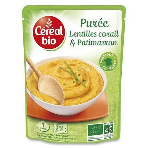 Cereal Bio Puree de lentilles corail et potimarron en poche 250g