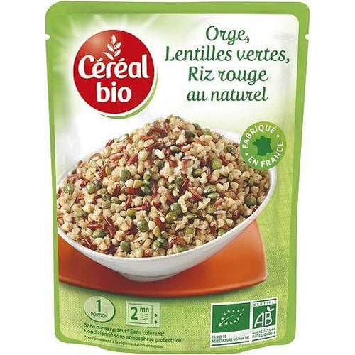Cereal Bio Orge lentilles vertes et riz rouge au naturel en poche 250g