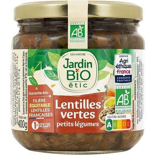 Jardin Bio Lentilles cuisinees aux petits legumes en bocal 400g