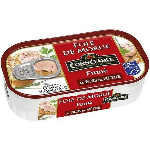 Connetable Foie de morue MSC fume au bois de hetre 121g