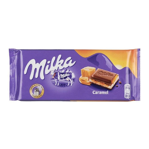 Milka Tablette de chocolat au lait fourree au caramel 100g
