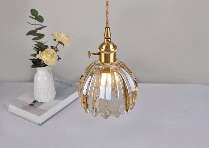 Petite Glass Flower Pendant LED Light in Vintage Style - Bulb Included ...