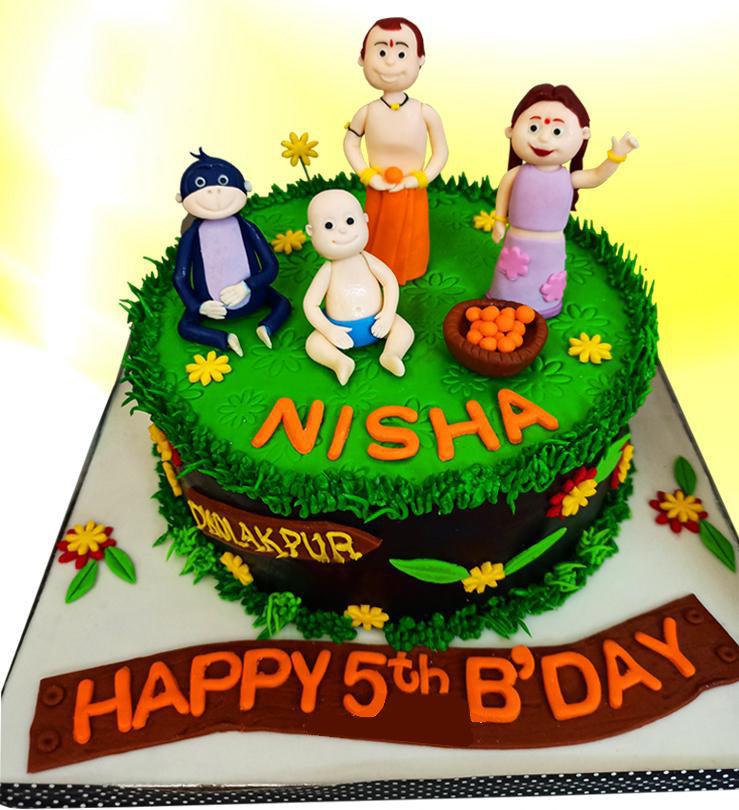 आसान 1/2kg छोटा भीम कार्टून केक How 2 make chhota Bheem Cartoon face cake  without Edible photo Sheet - YouTube