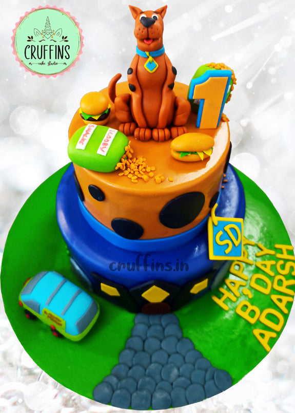 Scooby Doo First Birthday Theme Two Tier Cake