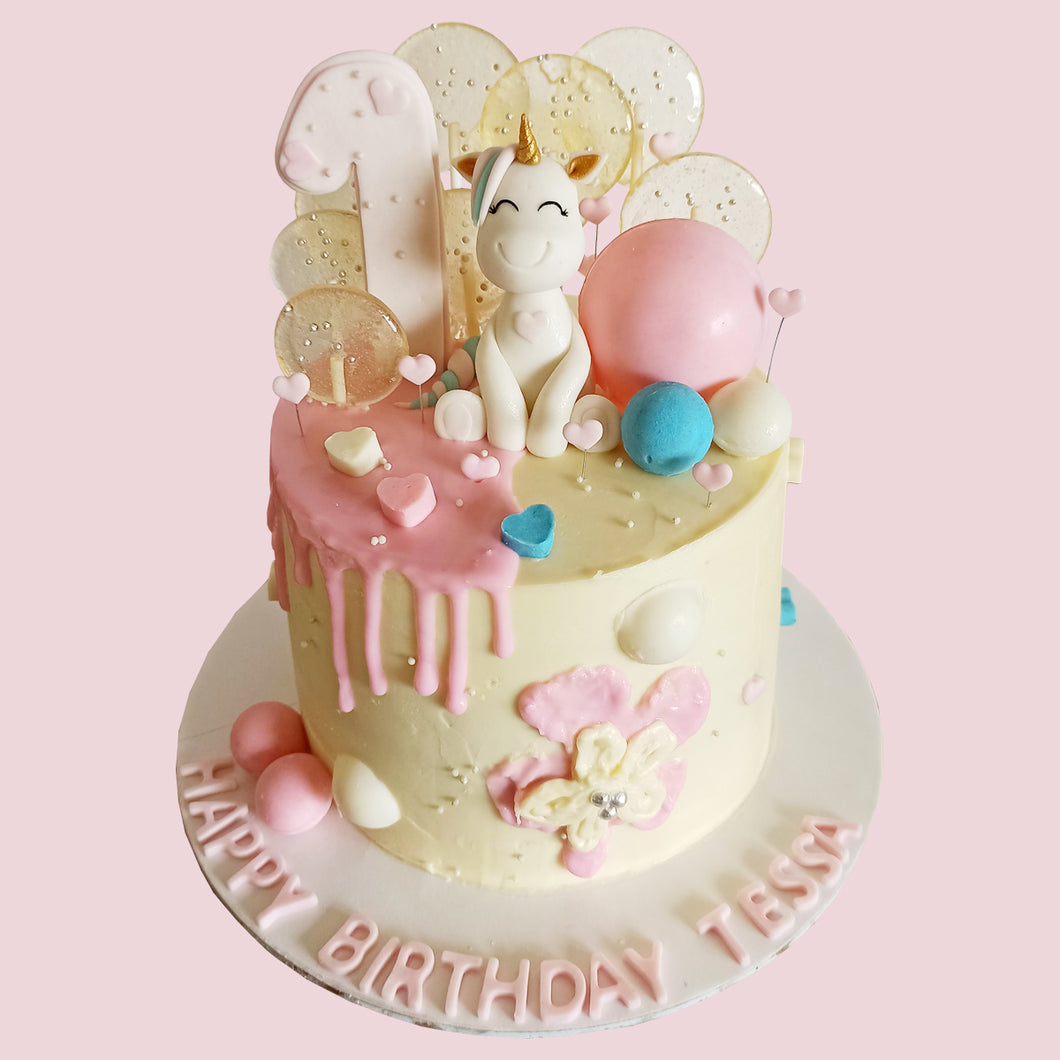 Unicorn First Birthday Theme Cake