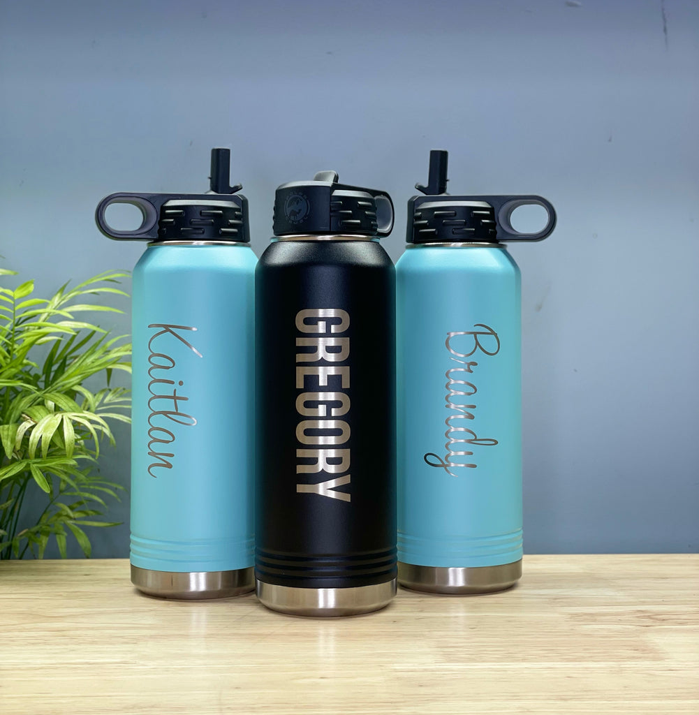 Personalized Non-insulated Single Wall Stainless Steel Water Bottle –  bryantswoodwork