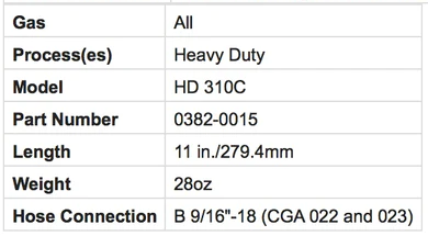 Victor HD310C Spec Chart