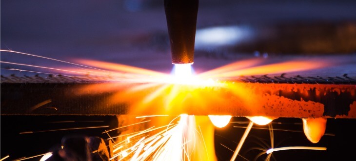 Victor Torch cutting through steel plate