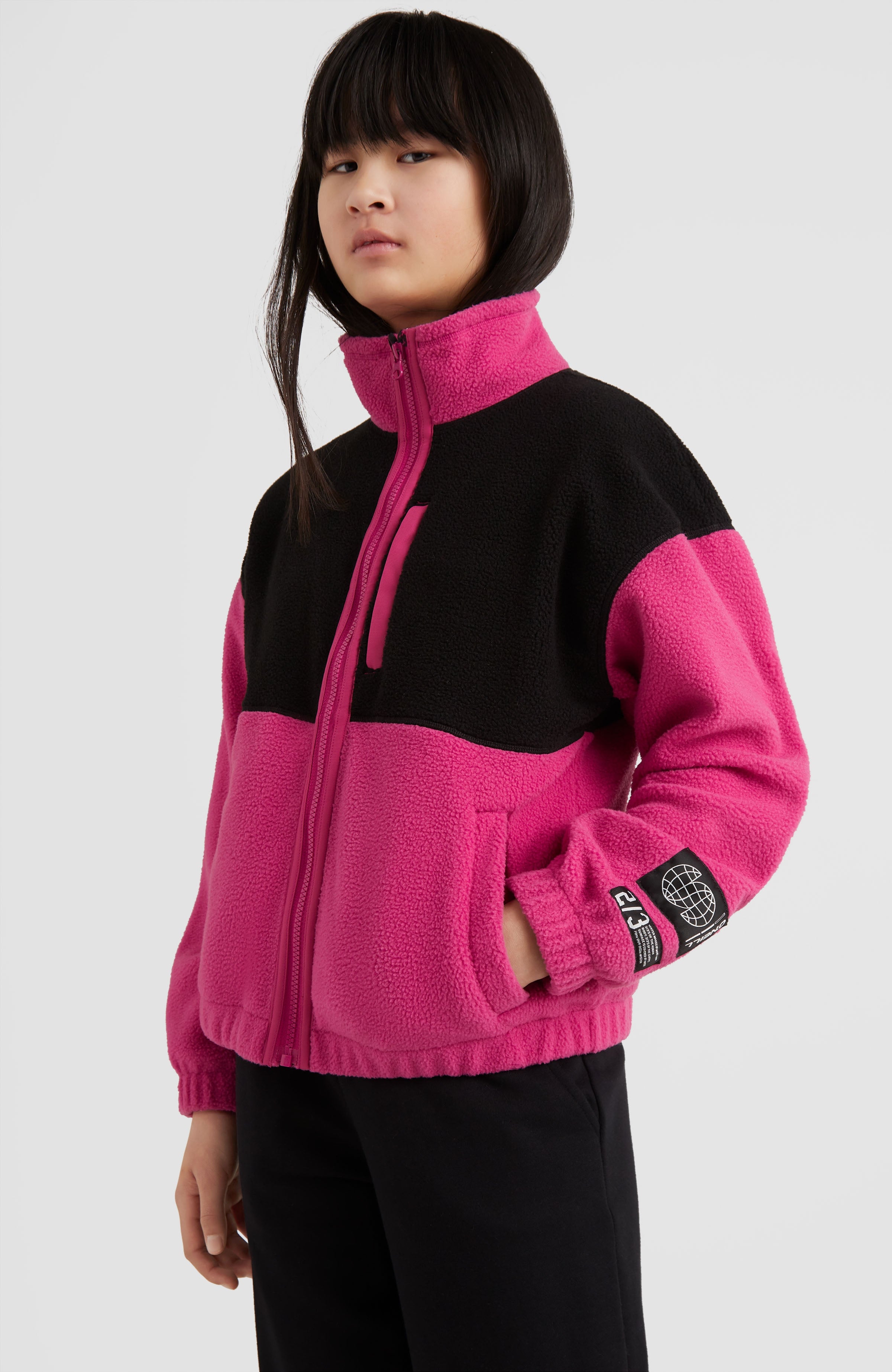 ChloeNoel Berry Textured Polar Fleece Jacket w/ Pockets - Pink Princess