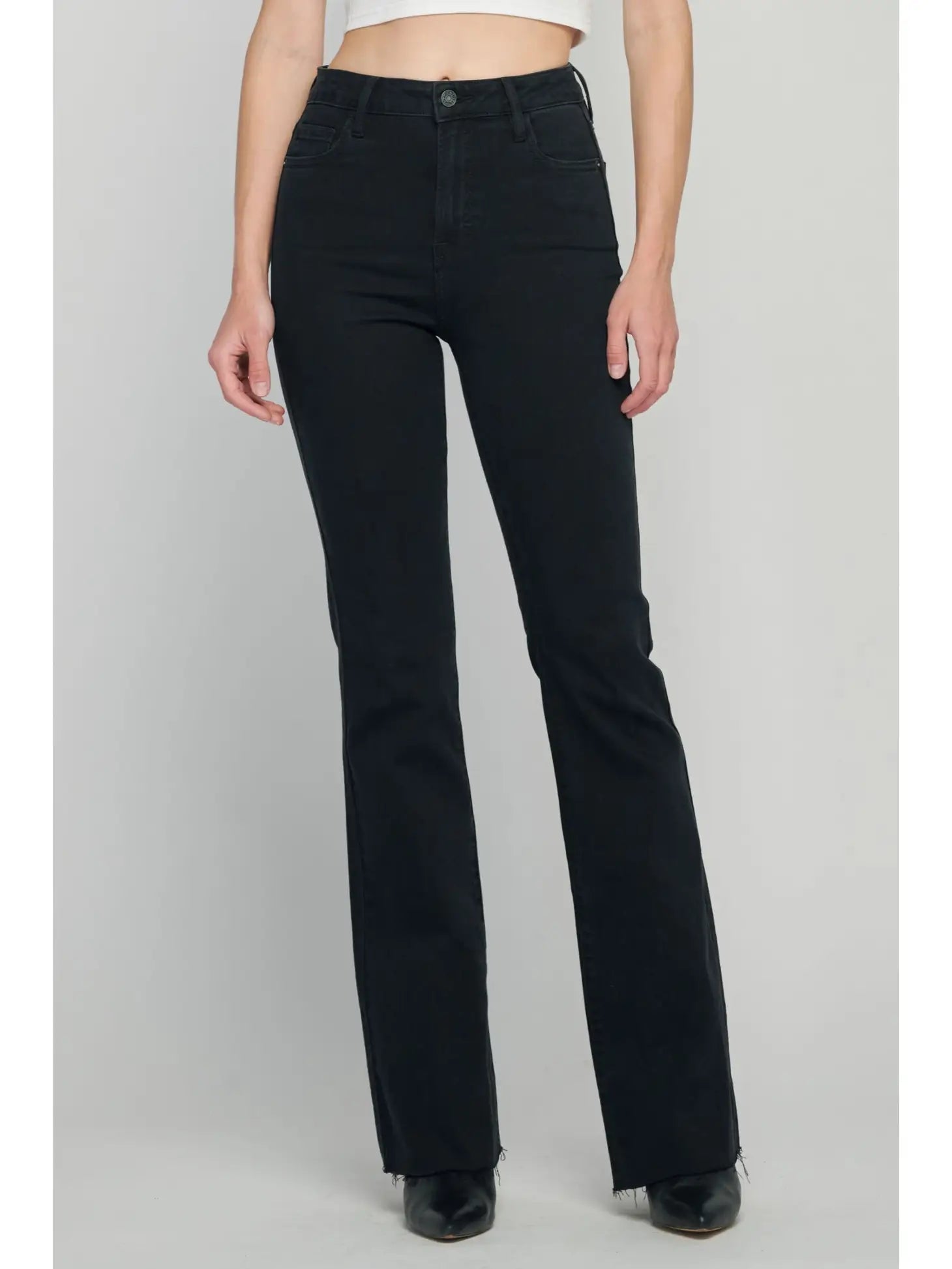 Jet Black 33" Inseam Raw Hem Flare