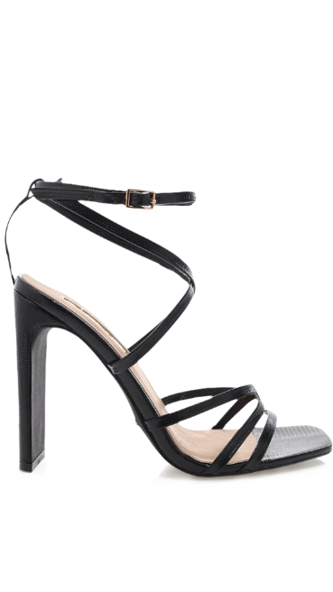 black strapless heels