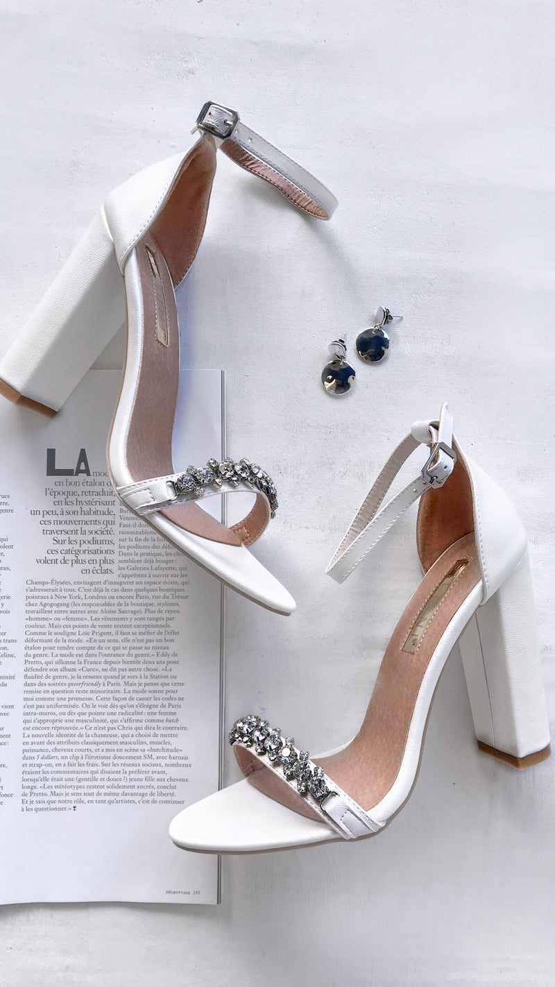 white pearl heels