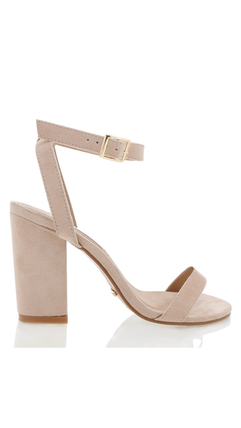 blush suede block heels