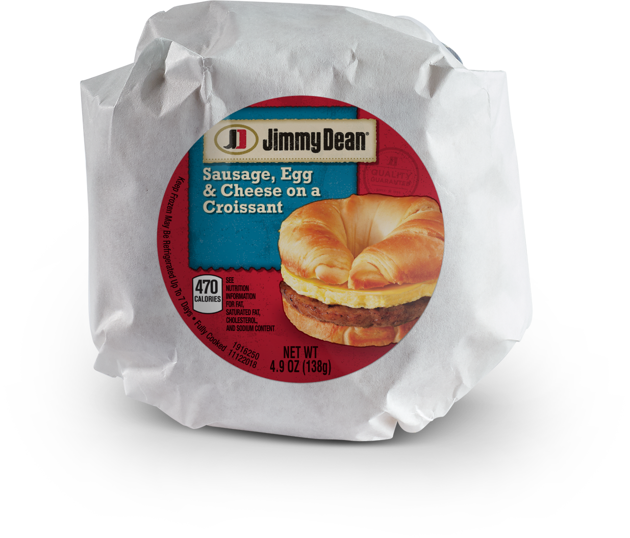 Jimmy Dean Sandwich, Sausage, Egg, and Cheese on Croissant individually wrapped 4.89 oz. (1 count)