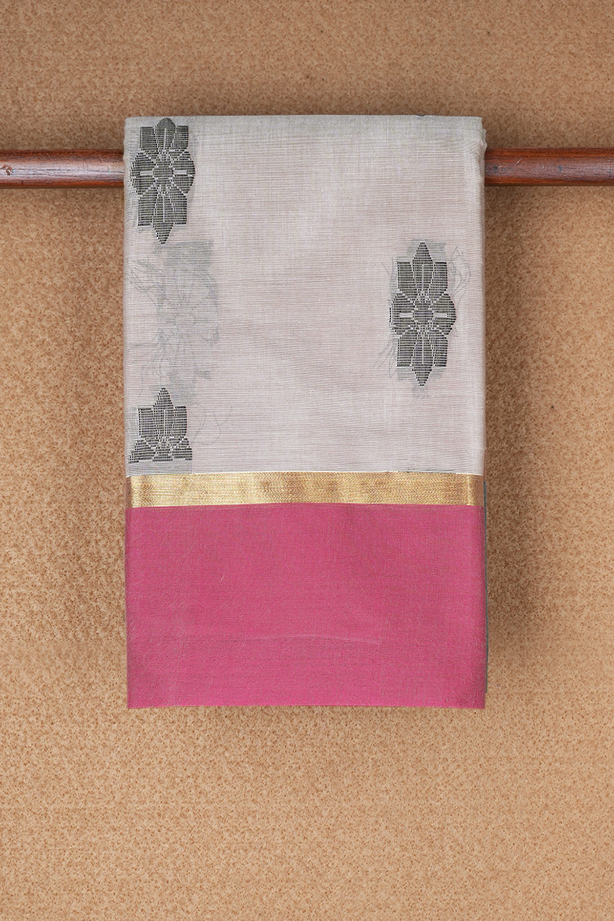  Floral Buttas Dusty Pink Kanchi Cotton Saree 