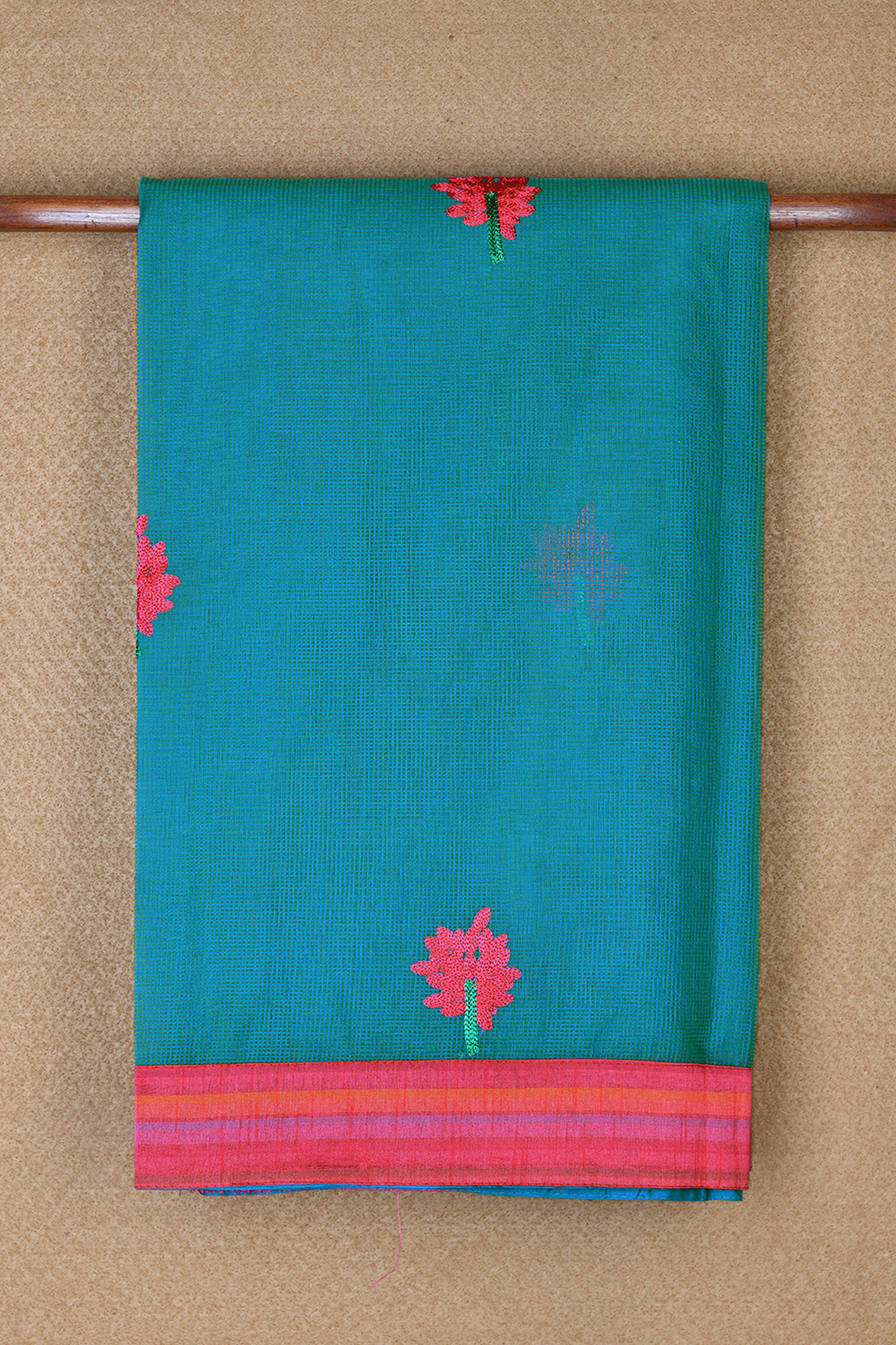  Floral Buttas teal Blue Ahmedabad Cotton Saree 