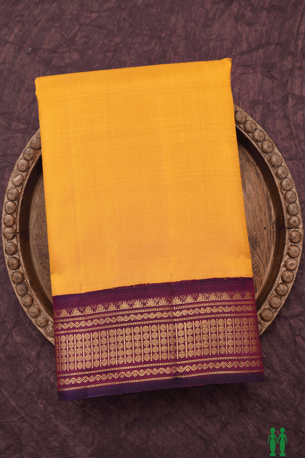  Korvai Zari Border Mustard Yellow Kanchipuram Silk Saree 