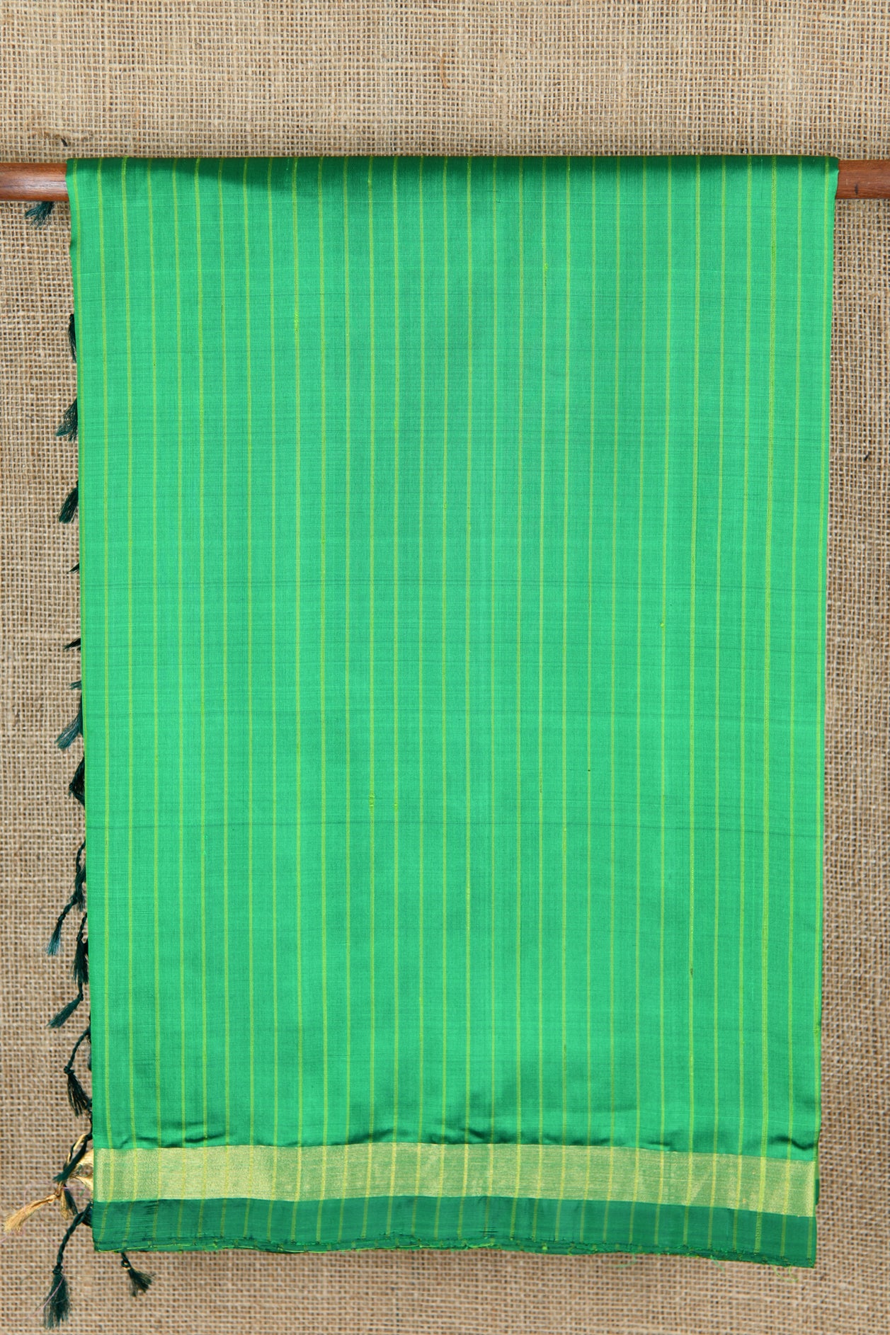  Gold Zari Parrot Green Plain Silk Saree 