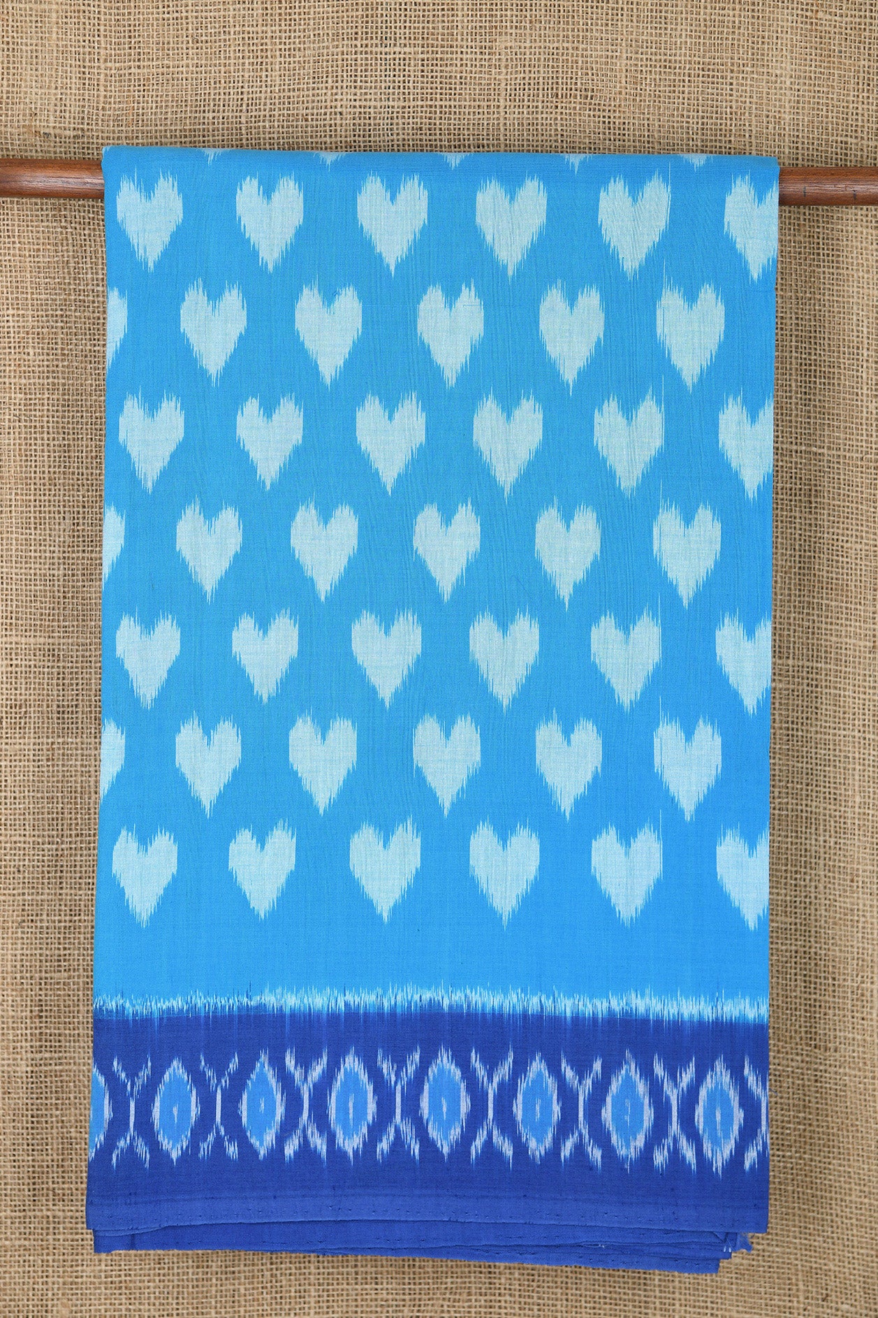  Contrast Border With Leaf Buttas Sky Blue Pochampally Cotton Saree 