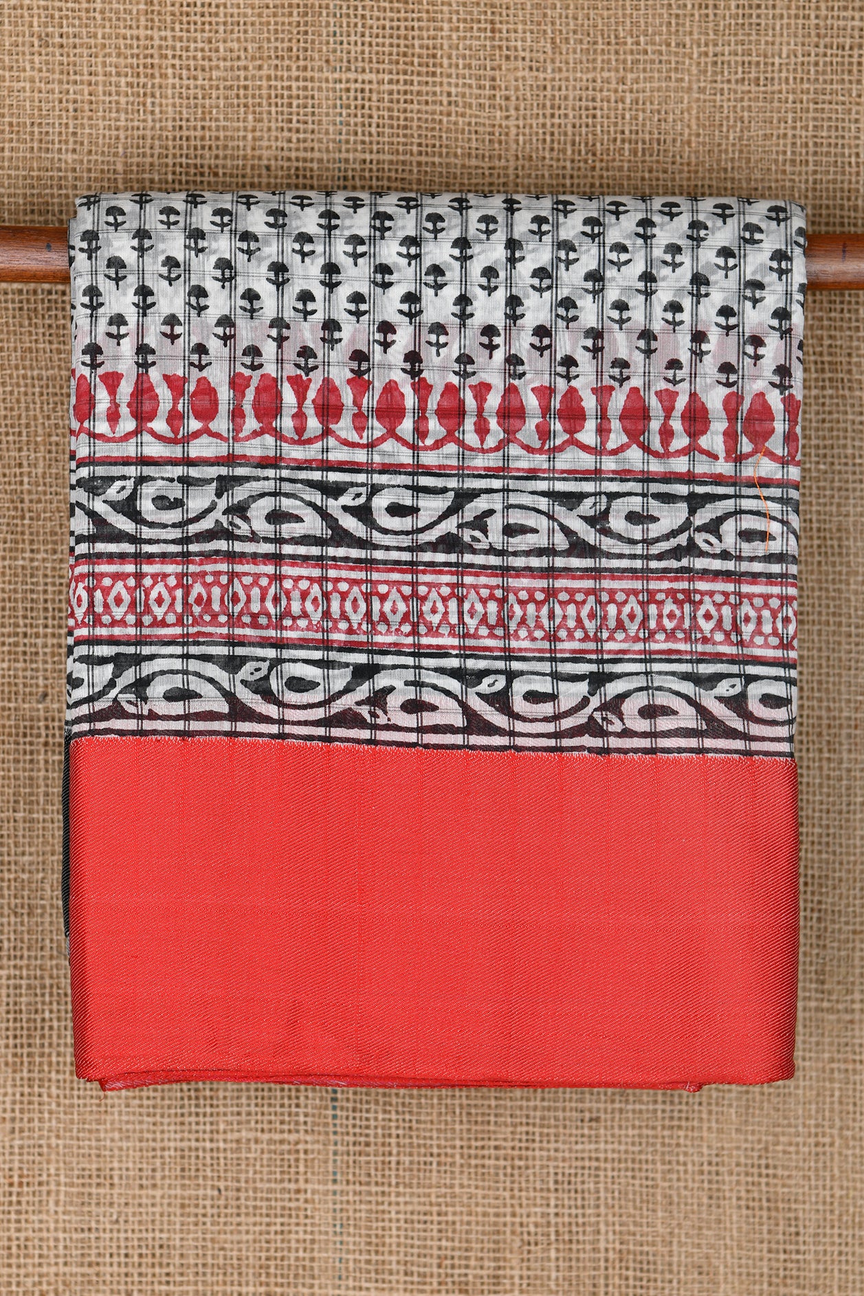  Ganga Jamuna Thread Work Border With Buttis White And Black Ahmedabad Cotton Saree 