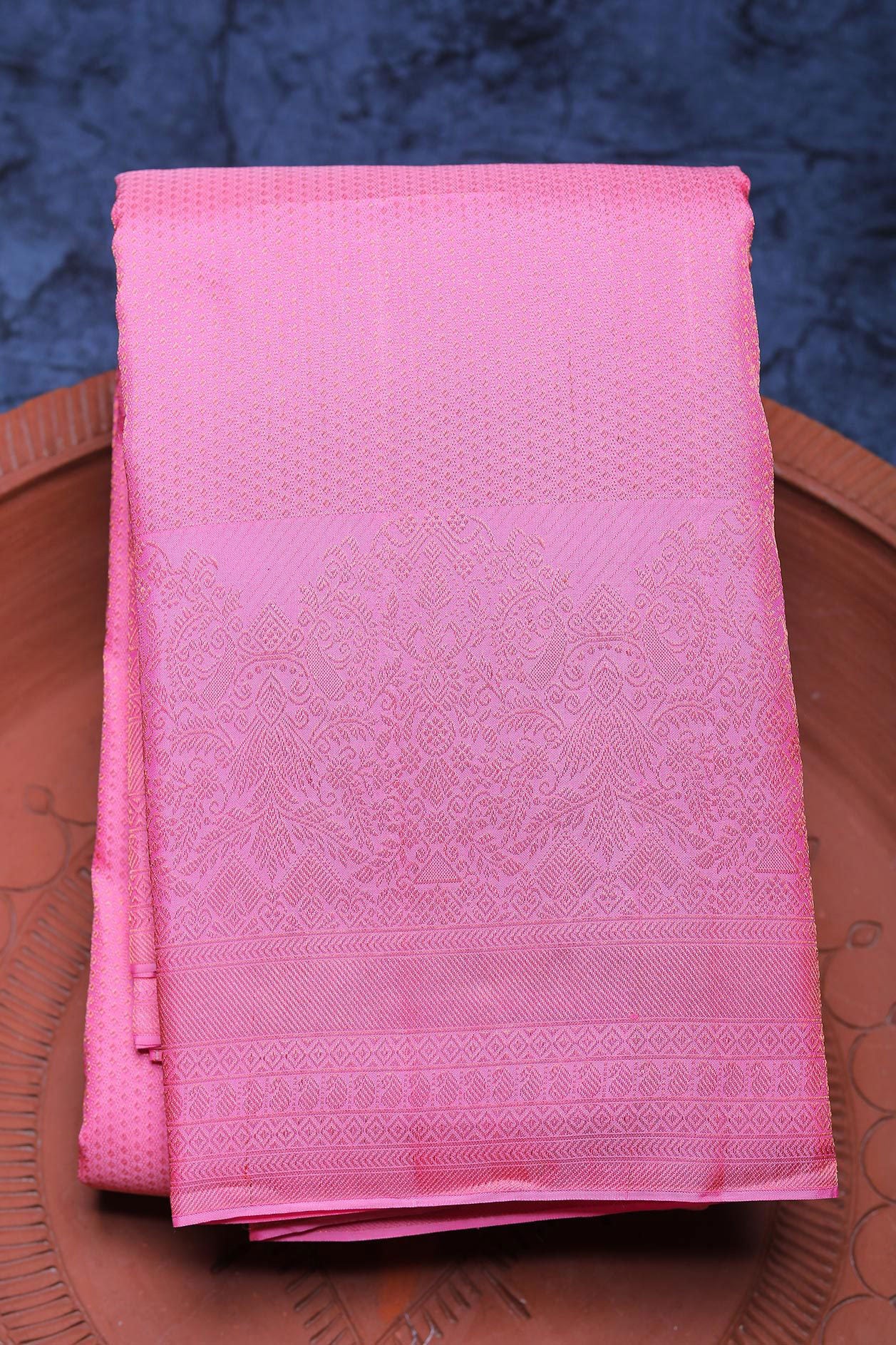  Big Zari Border In Brocade Baby Pink Kanchipuram Silk Saree 