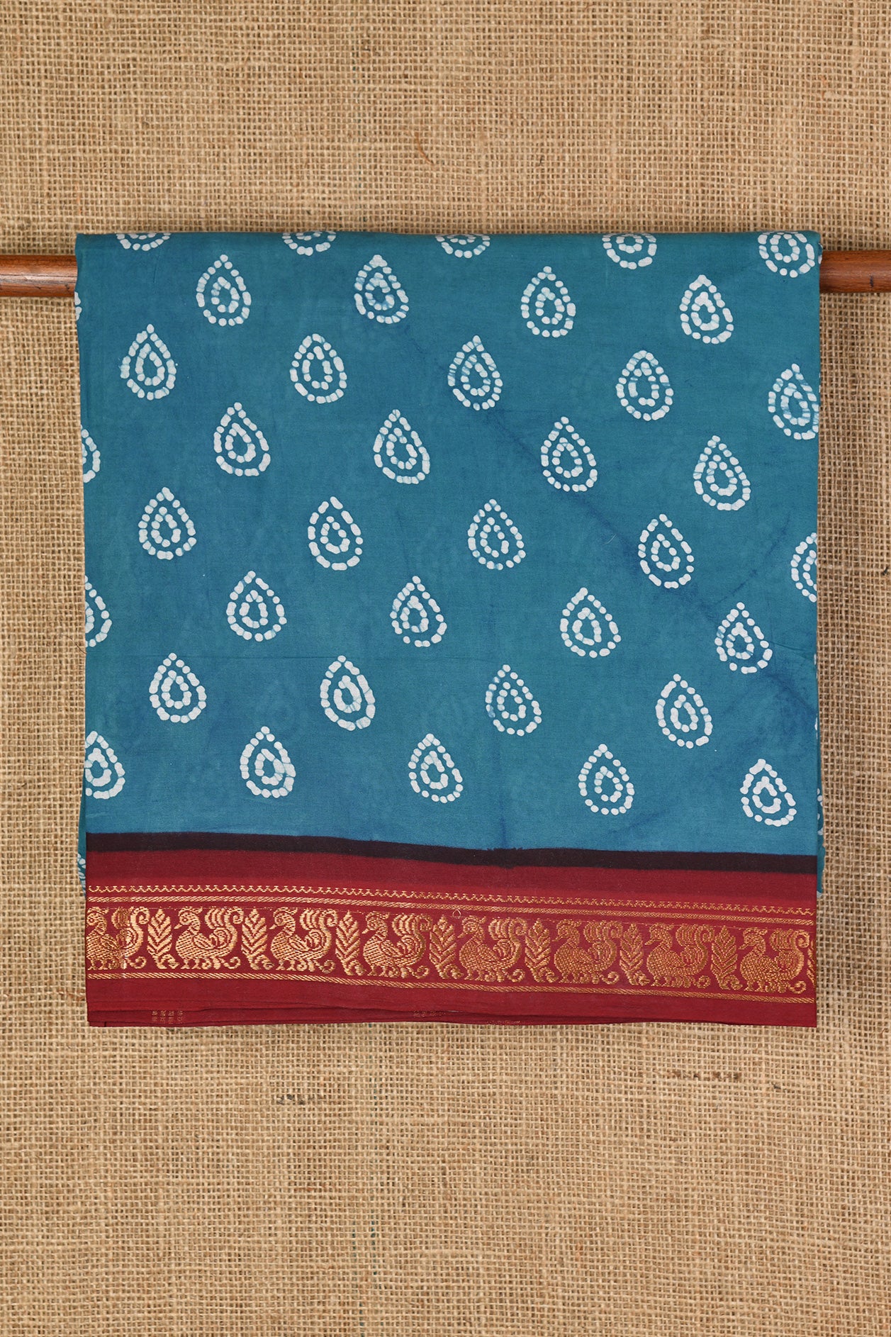  Batik Work Blue Sungudi Cotton Saree 