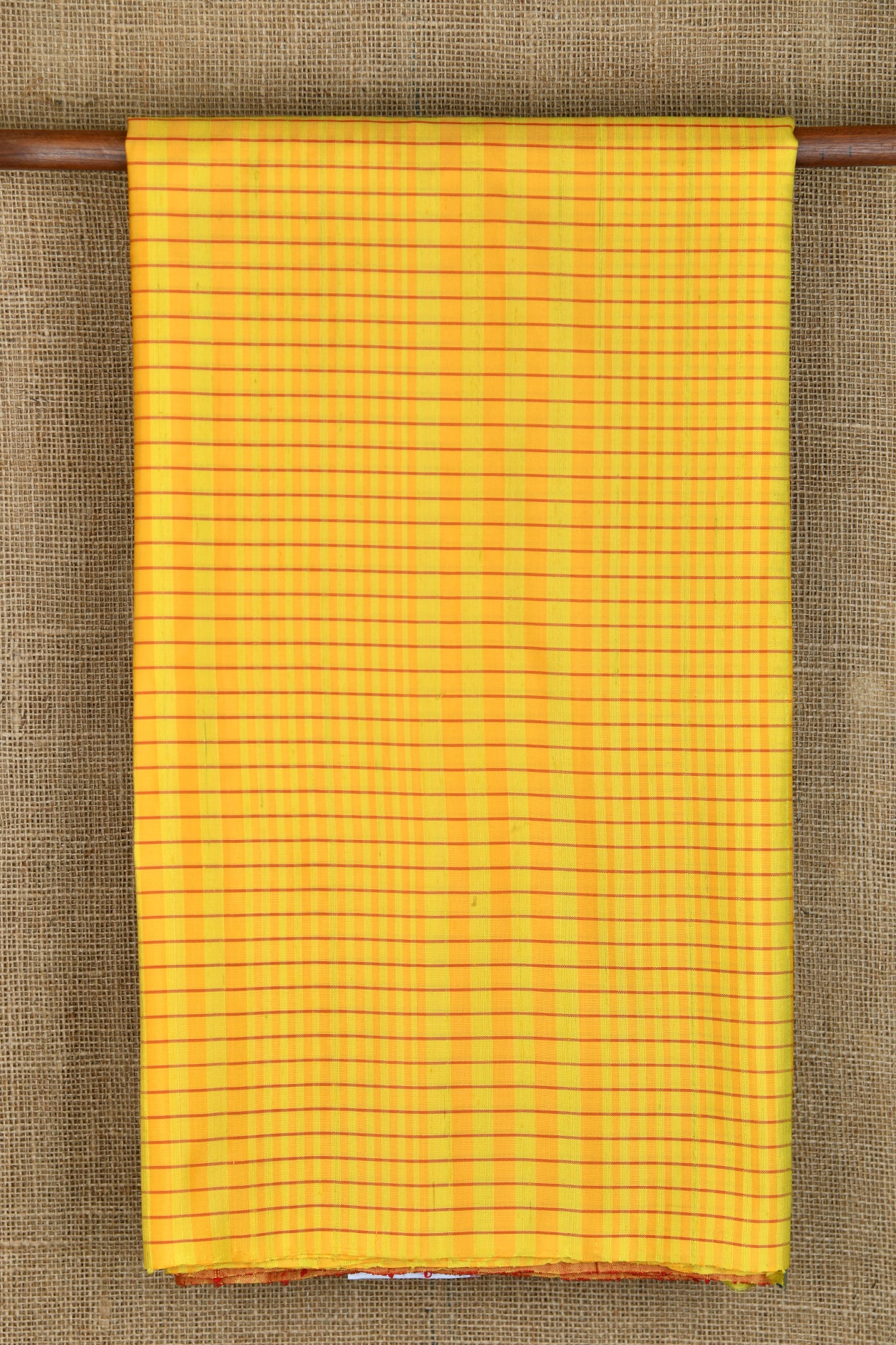  Small Checked Lemon Yellow Soft Silk Saree 