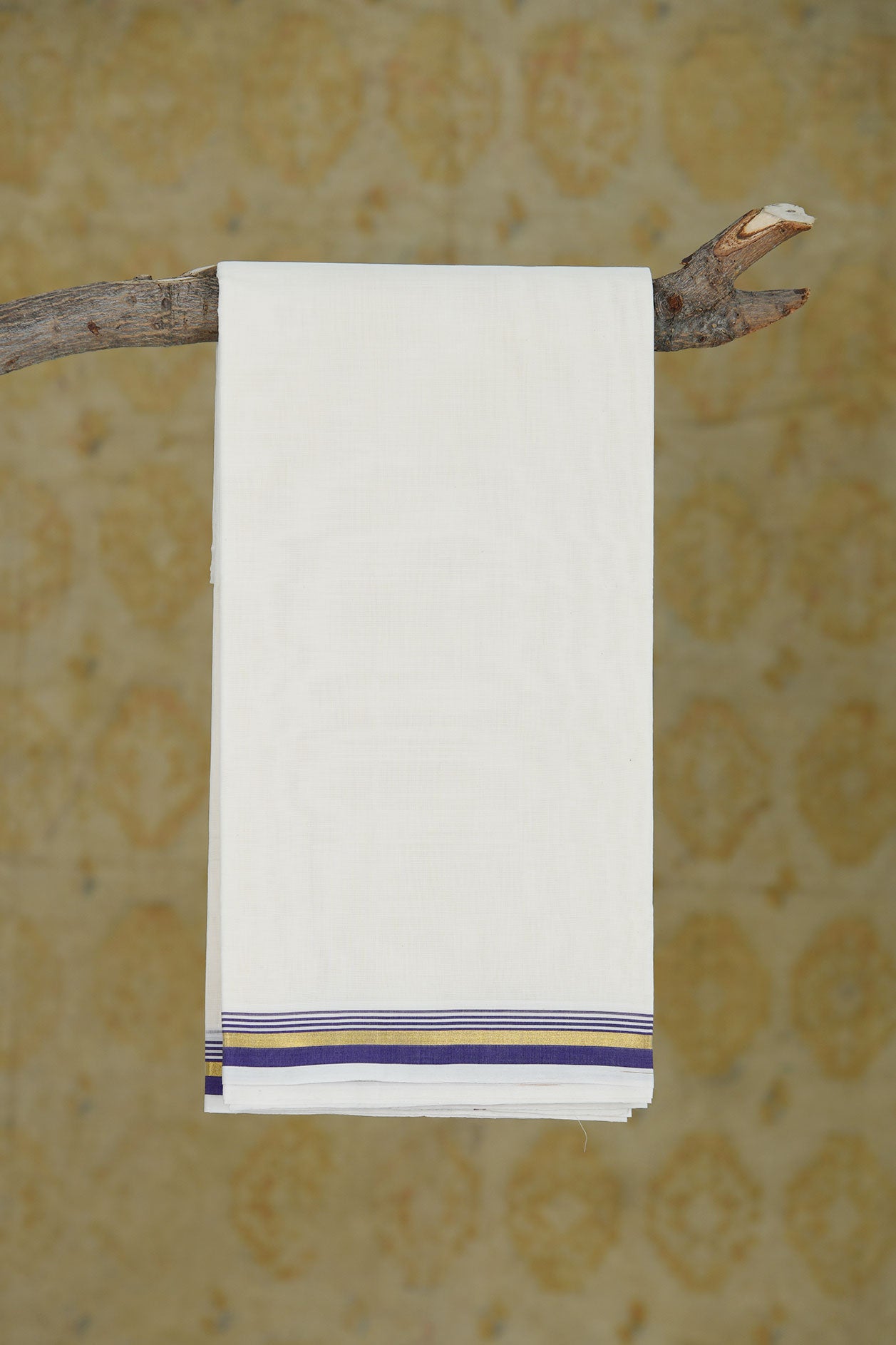  Small Border In Plain Off White Cotton Dhoti 