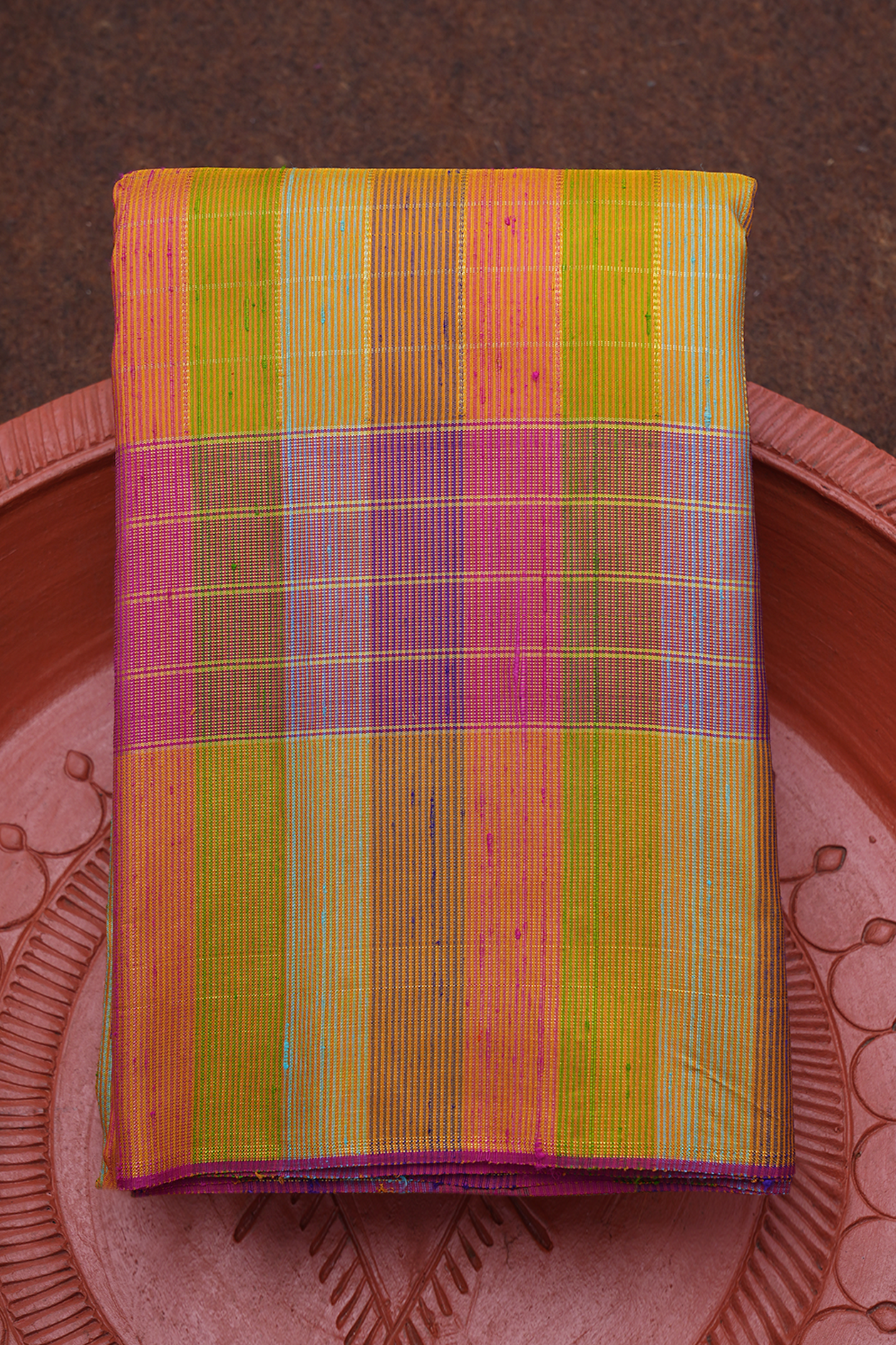  Stripes Design Multicolor Kanchipuram Silk Saree 