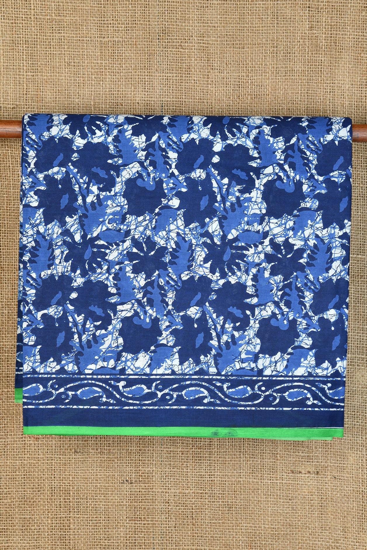  Floral Printed Indigo Blue Hyderabad Cotton Saree 