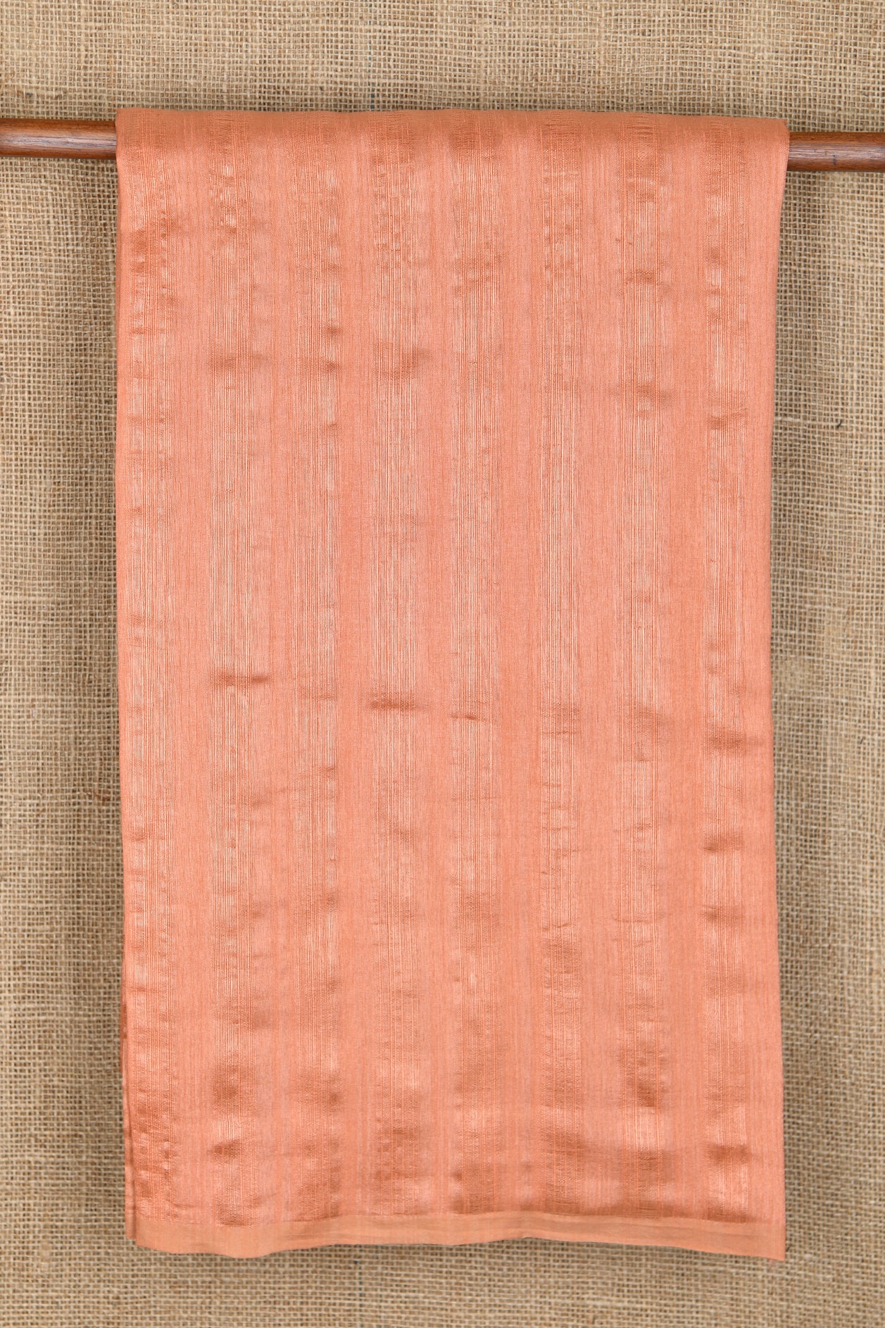  Peach Orange Plain Dupion Saree 