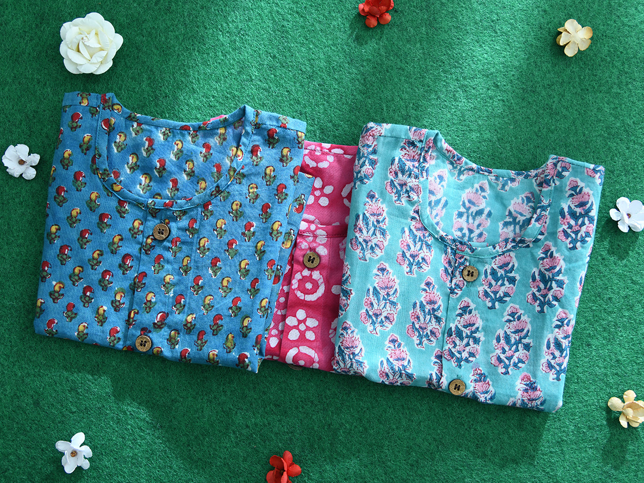  Assorted Printed Set Of 3 Sleeveless Cotton Multicolor Baby Sleep Wear 