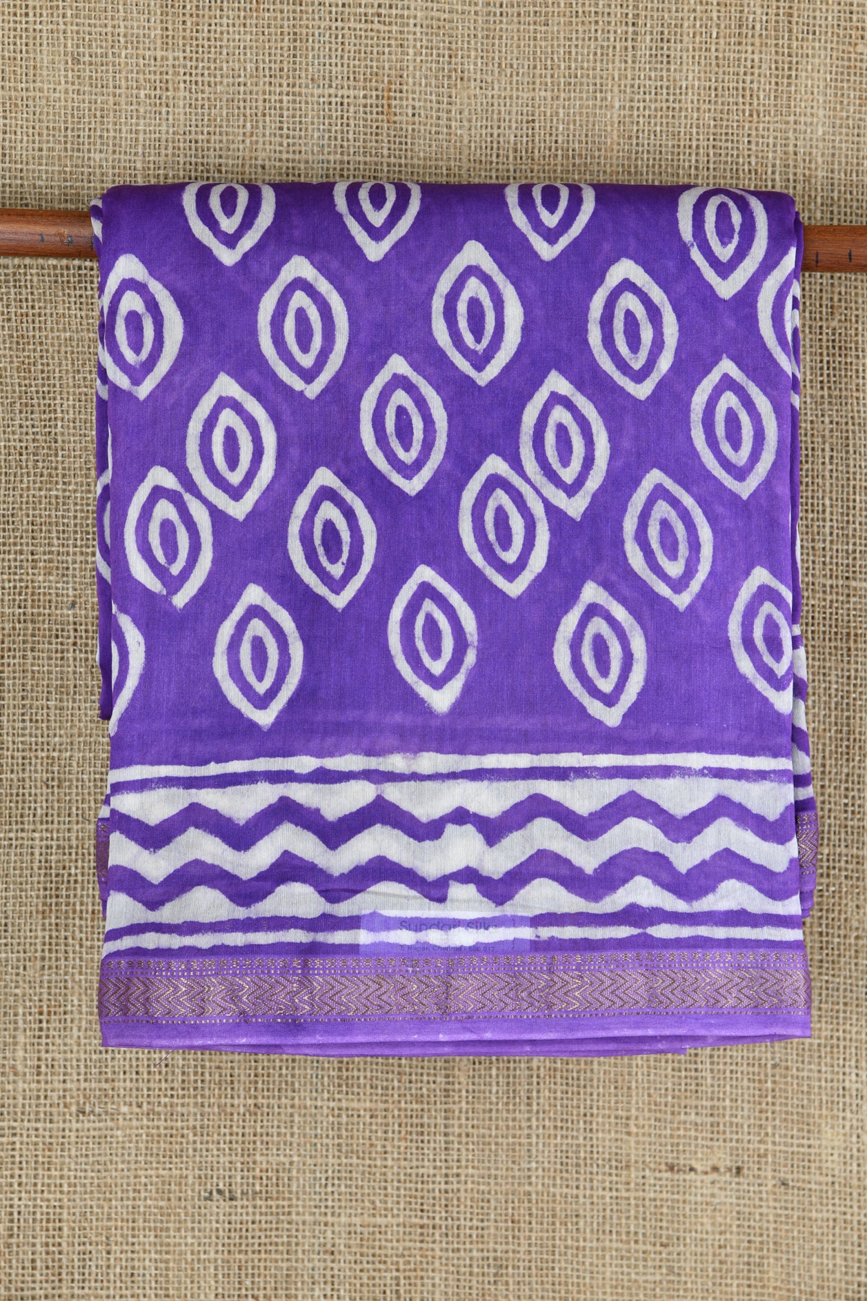  Chevron Border Design Purple Maheswari Silk Cotton 