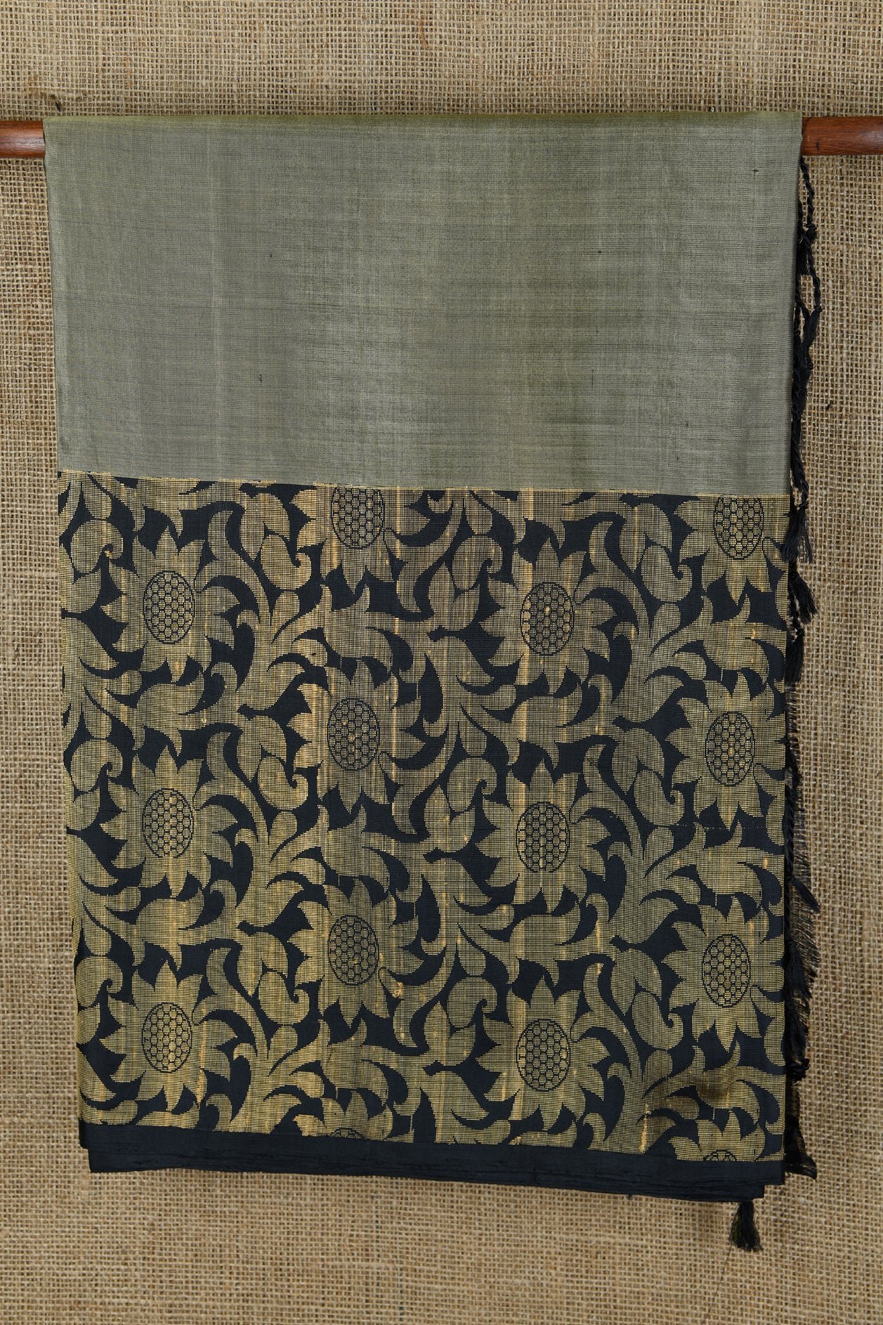  Thread Work Floral Border Grey Soft Silk Saree 