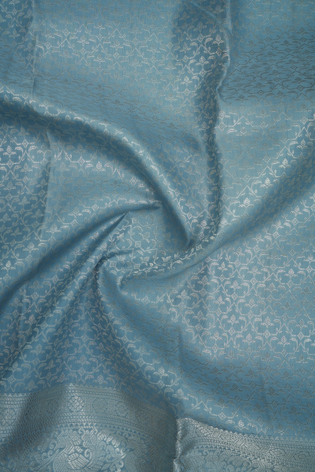  Zari Border In Brocade Pastel Blue Kanchipuram Silk Saree 