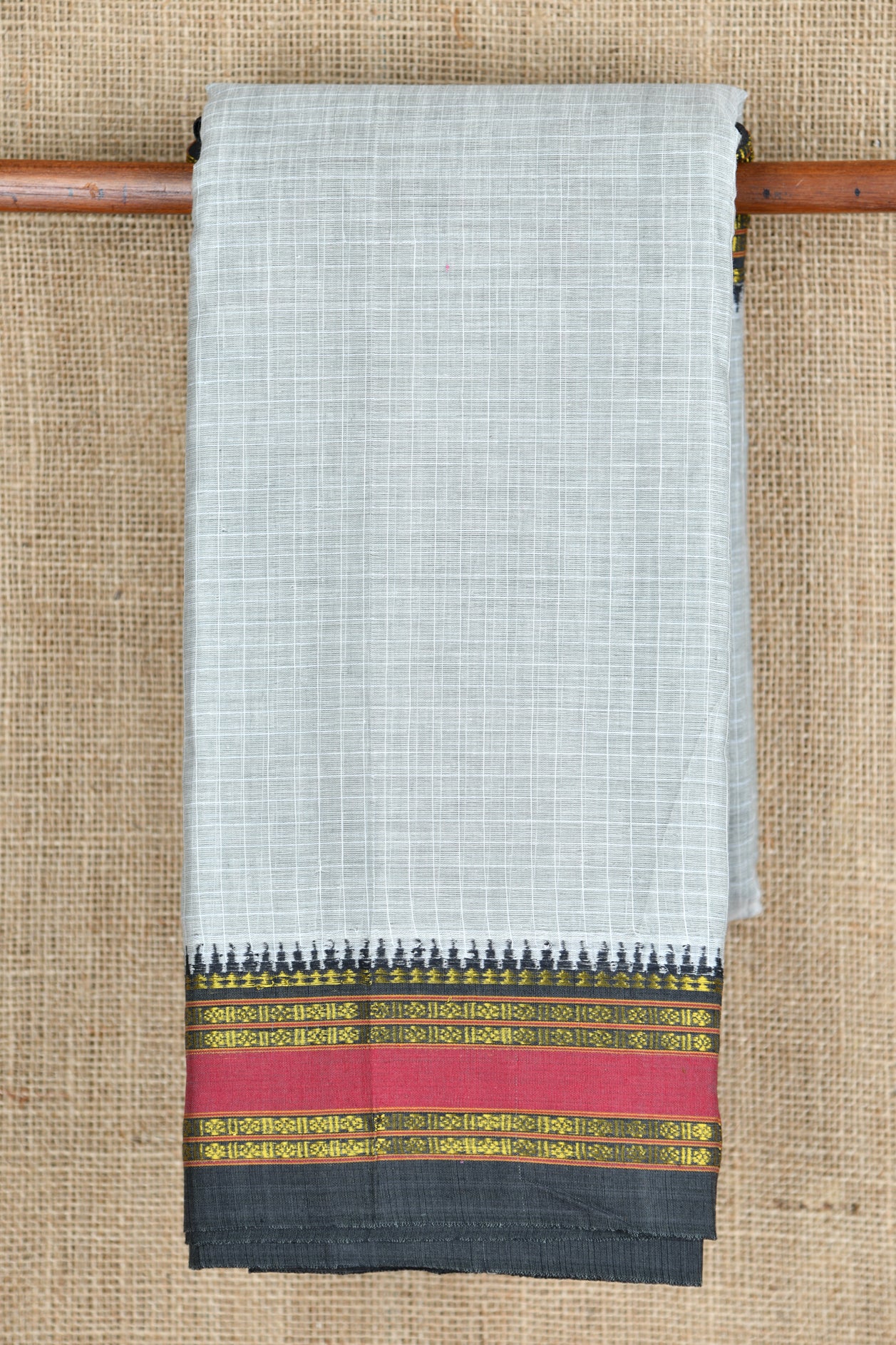  Rudraksh Border Design Grey Gadwal Cotton Saree 