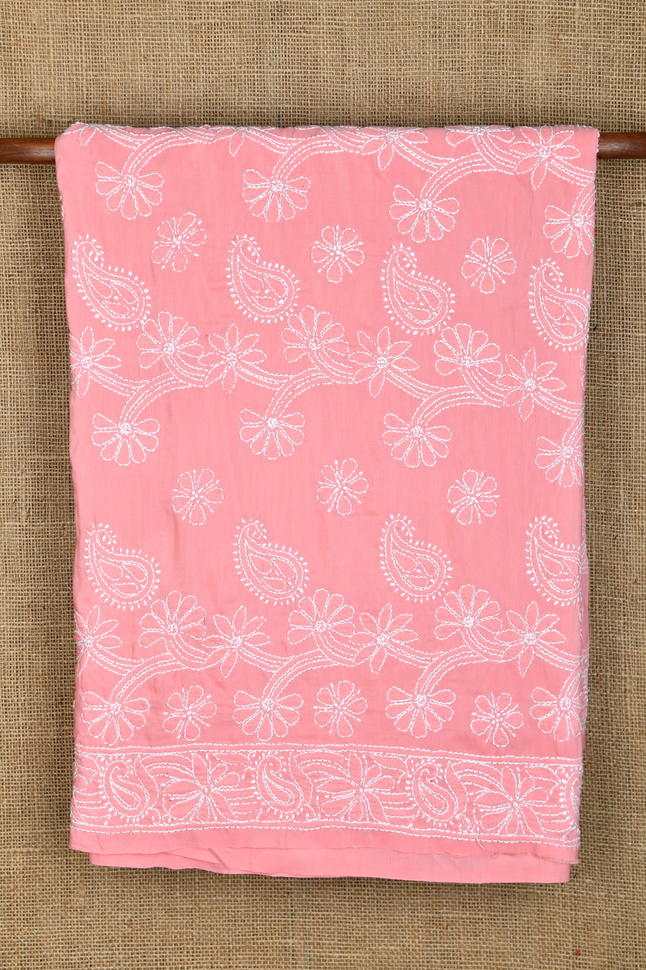  Lucknow Woven Soft Pink Chikankari Saree 