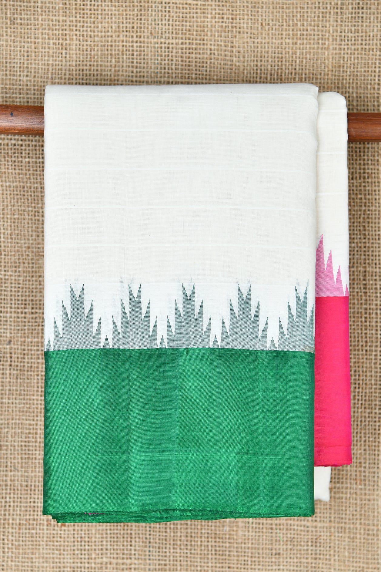  Ganga Jamuna Silk Border White Kanchi Cotton Saree 