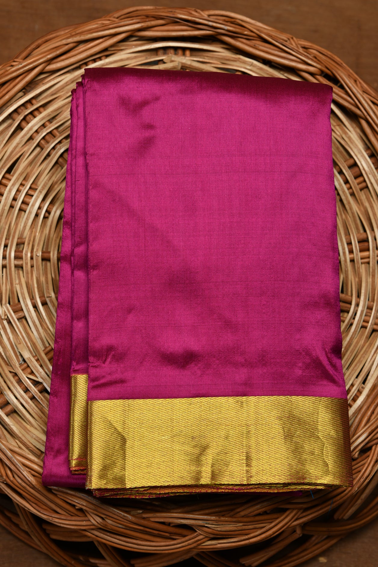  Dark Plum Voilet Plain Kanchipuram Silk Saree 