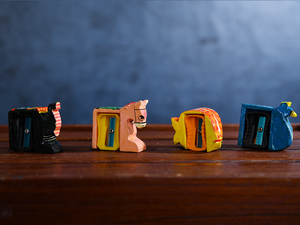  Handpainted Wooden Sharpeners Set Of 4 